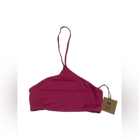 NWT FREE PEOPLE X TOAST SWIM HALTER BIKINI TOP IN MAGENTA - Picture 1 of 3